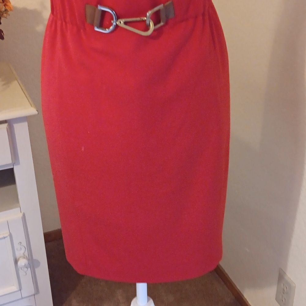 Calvin Klein Red Dress With Hardware. - Picture 3 of 9
